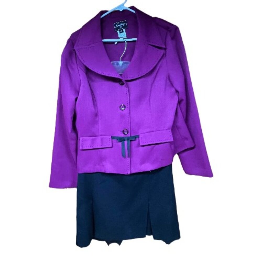 16 Sweet Fuschia and Black skirt suit